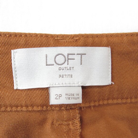 LOFT Outlet Petite Orange Rust Skirt Women's Size 2P Button Down - Picture 3 of 4